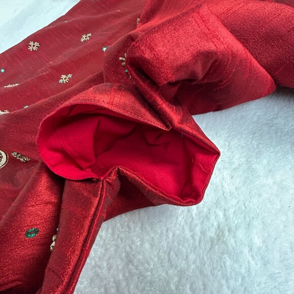 Vintage Satellite Mens Red Embellished Long Kurta Size 14 Long Sleeve Pockets - Picture 12 of 14